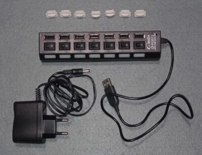 Cm@x - HUB USB 2.0 - Con alimentatore - 7 porte dotate di led e interruttore - Immagine 1 di 2