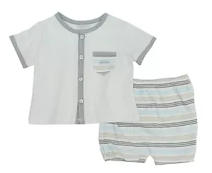 Absorba White Top & Striped Short Set Baby Boys Infants 3-6 Months - Picture 1 of 2