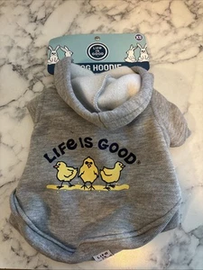 Life Is Good Gray Dog Hoodie With Chick's Size XS Brand New - Picture 1 of 4
