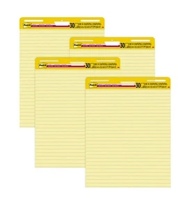 Post-it Super Sticky Easel Pad, Yellow, Lined, 25 in. x 30 in., 4 Pads - Picture 1 of 11