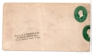 US 1887 SCOTT #U311b DOUBLE IMPRESSION WITH HALF PRINTED ON BACK, VERY RARE - Picture 1 of 2