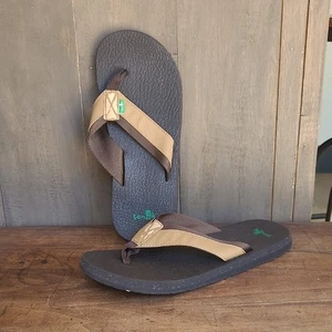 Sanuk Flip Flop Sandals Men's sz 10 Brown Surf Beer Cozy Mega Sandals - Picture 1 of 10