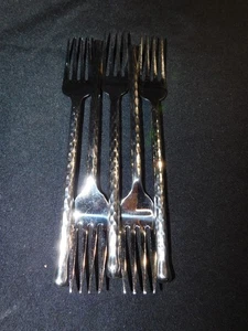 5 Gourmet Fassungen Silber Herzen gehämmert 8 Zoll Gabeln leicht gebraucht - Bild 1 von 3