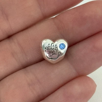 Pandora Sterling Silver It's A Boy Baby Handprint Blue CZ Heart Bead Charm - Image 1 of 4