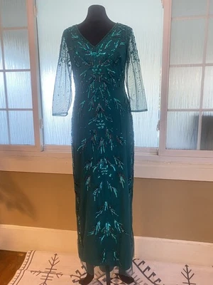Adrianna Papell Formal Green Sequin Holiday Dress 12P 12 - Image 1 of 4