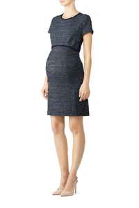 Seraphine Women's Kiara A-Line Maternity Navy Tweed Dress Size 4 - NWT - Picture 1 of 17