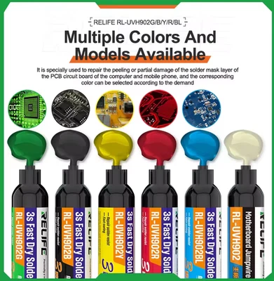 MOBITOOLS-UK Relife UV Curable Solder Mask Ink for PCB BGA Circuit Board Protection-6 Colors