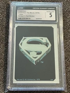 1978 Topps Superman The Movie Series 1 Foil Sticker Insignia CGC 5 EX - Imagen 1 de 2