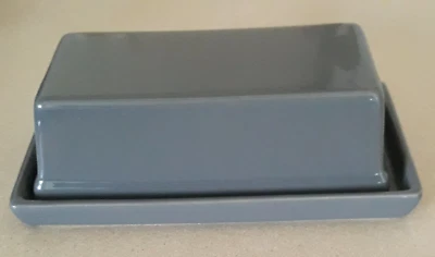 Solid Gray Mainstays Covered Stoneware Butter Dish grey FREE SHIP - Image 1 of 4