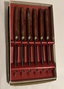 Vintage Regent Sheffield England 6 piece STEAK KNIFE SET Original Box MCM - Picture 1 of 7