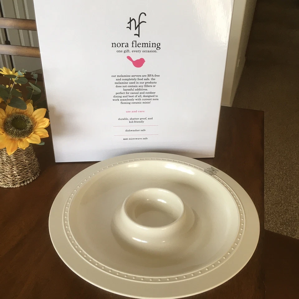 Nora Fleming MEL05 Chip & Dip Bowl - Beige