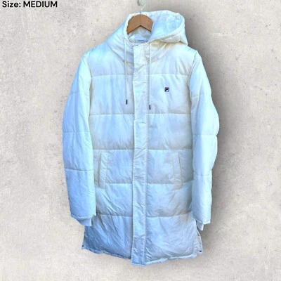 FILA WHITE KNEE LENGTH PUFFER JACKET Size Medium - Image 1 of 2