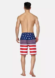 Men's Swim Shorts, American Flag Beach Shorts Swimwear, No Lining, Men's Size 30 - Picture 1 of 6
