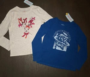 NEW LOT OF 2 GIRLS CAT & JACK LONG SLEEVED T-SHIRTS SIZE S 6-7 - Picture 1 of 3