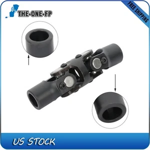 1 X Double Universal Steering U Joint Shaft 3/4" Round -3/4" Round smooth Black - Picture 1 of 15