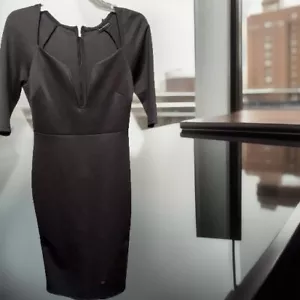 Piao Liang Fu Shi Damen Nylon niedrig verdrahtet V-Ausschnitt Passformkleid Größe L schwarz - Bild 1 von 5