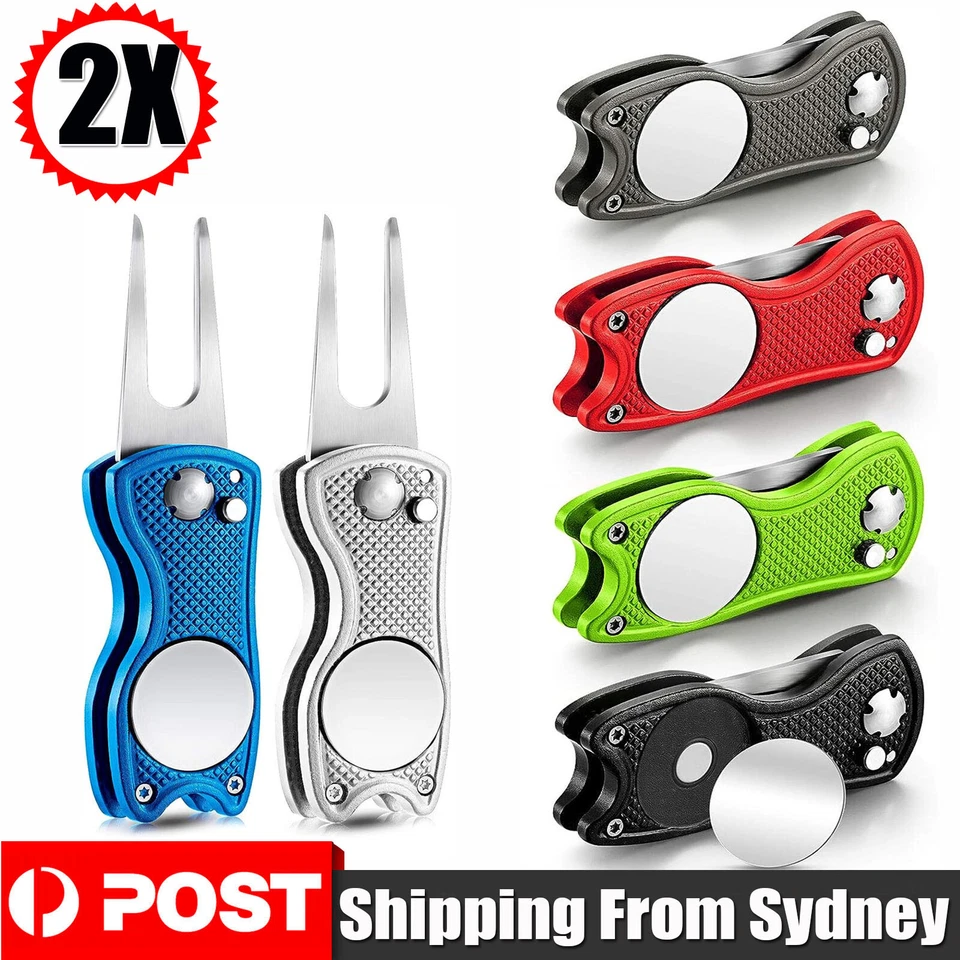 2X Golf Divot Repair Tool Ball Marker Repairer Pitch Magnetic Mark Blade Tools A - image 1 of 4