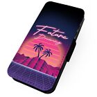 Printed Faux Leather Flip Phone Case For Huawei - Future Dreaming - Neon Effect