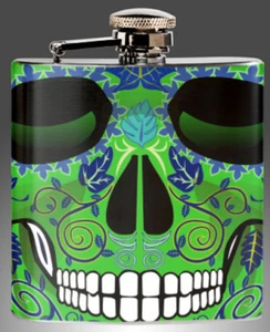 Juego de embudos de frasco de calavera de azúcar verde 6 oz Día de los Muertos VERDE acero inoxidable - Imagen 1 de 2