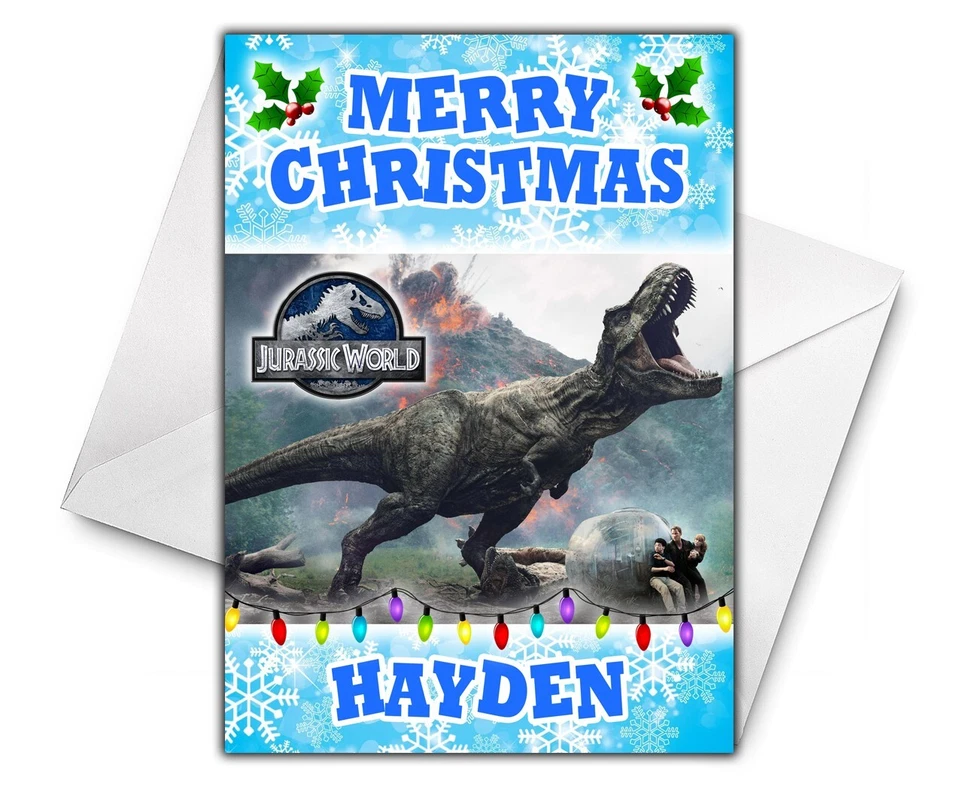 THE GRINCH JURASSIC WORLD Personalised Christmas Card - Jurassic Park hristmas Card