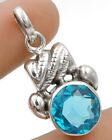 5CT Natural Flawless Blue Topaz 925 Sterling Silver Pendant K12-2