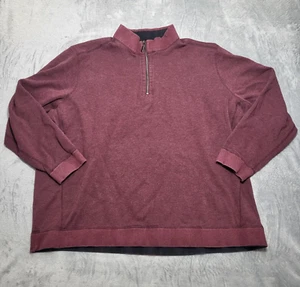 Tommy Bahama Sweater Men's 3XL Maroon Red Pullover 1/2 Zip Long Sleeve Knit - Picture 1 of 10