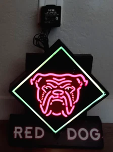 Luz de letrero LED de neón de cerveza Red Dog de plástico de 10,5" x 11" - ¡Cueva de hombre de pared o mostrador! - Imagen 1 de 6
