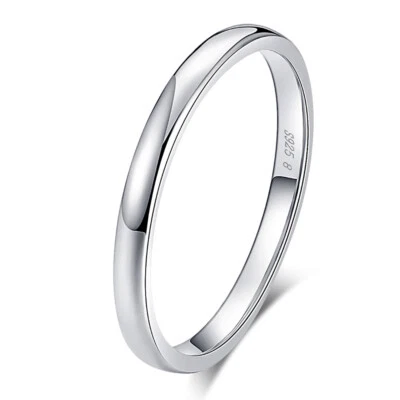 Alianza de boda anillo para hombre o mujer liso 2 mm plata esterlina jengibre linne collar... Foto 1 de 4