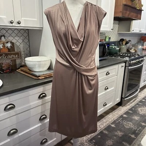 Donna Ricco Womens Scoop Neck Ruched Cocktail Dress Size 10 Blush Sparkle Party - Picture 1 of 15