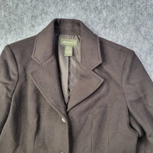 Eddie Bauer Women Wool Blazer Size Small Angora Rabbit Petite Black Soft Felt - Picture 1 of 12