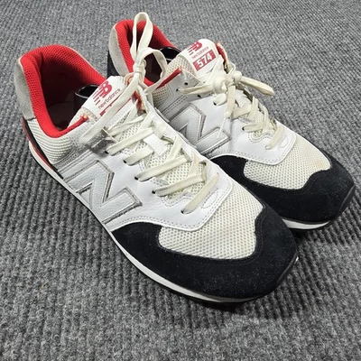Новый баланс 574 туфли мужской размер 12 белый черный красный замшевые кроссовки ML574NSB - Изображение 1 из 4