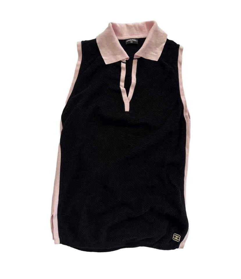 Polo Chanel Algodón Talla S-M Negro y Rosa Foto 1 de 4