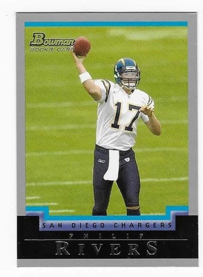 2004 年 Bowman 新秀 Phillip Rivers 圣地亚哥闪电队橄榄球卡 #113 RC — 第 1/2 张图片