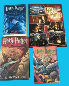 Lot Of 4 Harry Potter Books By J.K. Rowling Featuring Postcard Book & More - Picture 1 of 11