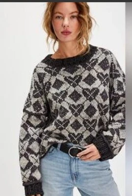 Suéter Free People Argyle. Talla XL. Nuevo con etiquetas. Precio de venta sugerido por el fabricante 168. Agotado Foto 1 de 4