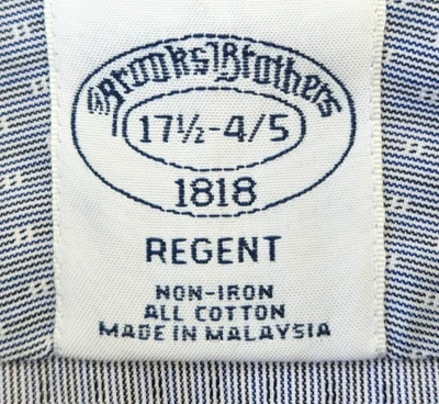 BROOKS BROTHERS SHIRT, Men's 17.5 x 34/35 Regent (XL) Blue White Design, NO IRON - Image 1 of 4