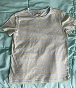 Cat & Jack Girls Size M (8) Short Sleeve T-Shirt Striped Print Yellow Blue Soft - Picture 1 of 5