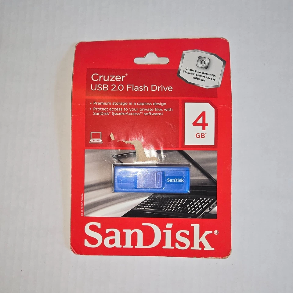 SanDisk Cruzer USB 2.0 Flash Drive 4GB Blue NEW - Image 1 of 2