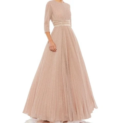 MAC DUGGAL Shimmering Pleated A-Line Pink Rose Gold Tulle Ball Gown 30700 Sz 10 - Image 1 of 4