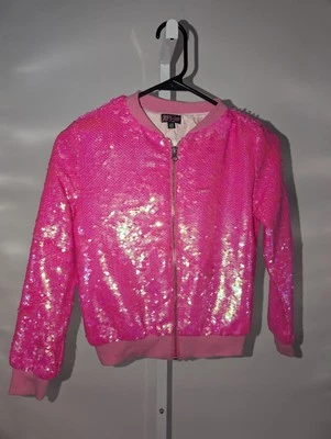 JOJO’S CLOSET Girls Pink Sequin Jacket Size Large 10/12 Nickelodeon JoJo Siwa - Image 1 of 4