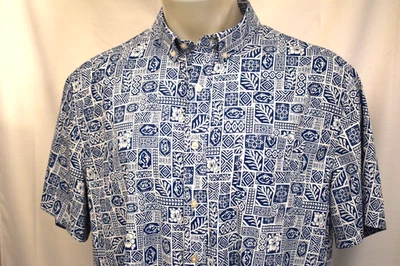 SOUTHERN TIDE INTERCOASTAL XL Men's S/S Nylon Spandex Shirt Blue Tropical Print - Image 1 of 4