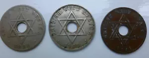 3 x British West Africa One Penny Coins 1936 - 1952 Edward VIII George V1 - Picture 1 of 8