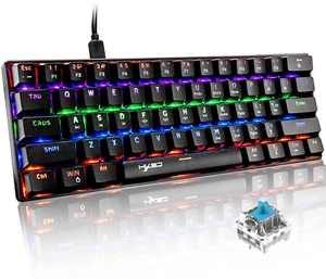 Mechanical Keys Gaming Keyboard Wired Compact 61Keys Rainbow LED PC PS4 Computer - Picture 1 of 15