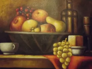 traditional still life fruit large oil painting canvas classic food art original - Picture 1 of 1