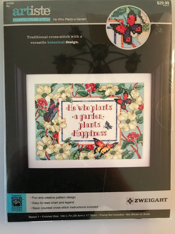 Kit de punto de cruz Zweistik Artiste HE WHO PLANTS A GARDEN diseño Kooler - Nuevo en caja Foto 1 de 2