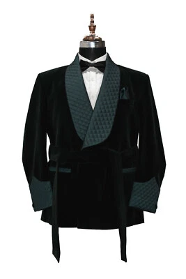 Hombres Chaqueta Verde Fumar Acolchada Solapa Elegante Diseñador Fiesta Ropa Blazers Abrigo Foto 1 de 4