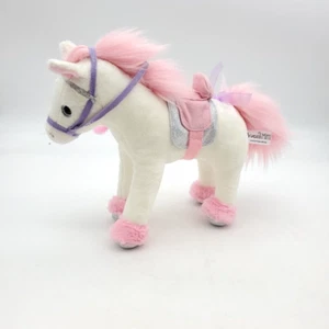 Princess MIMI Horse Stuffed Animal Pink Mane White w/ Saddle 9" Plush Glitter - Picture 1 of 9