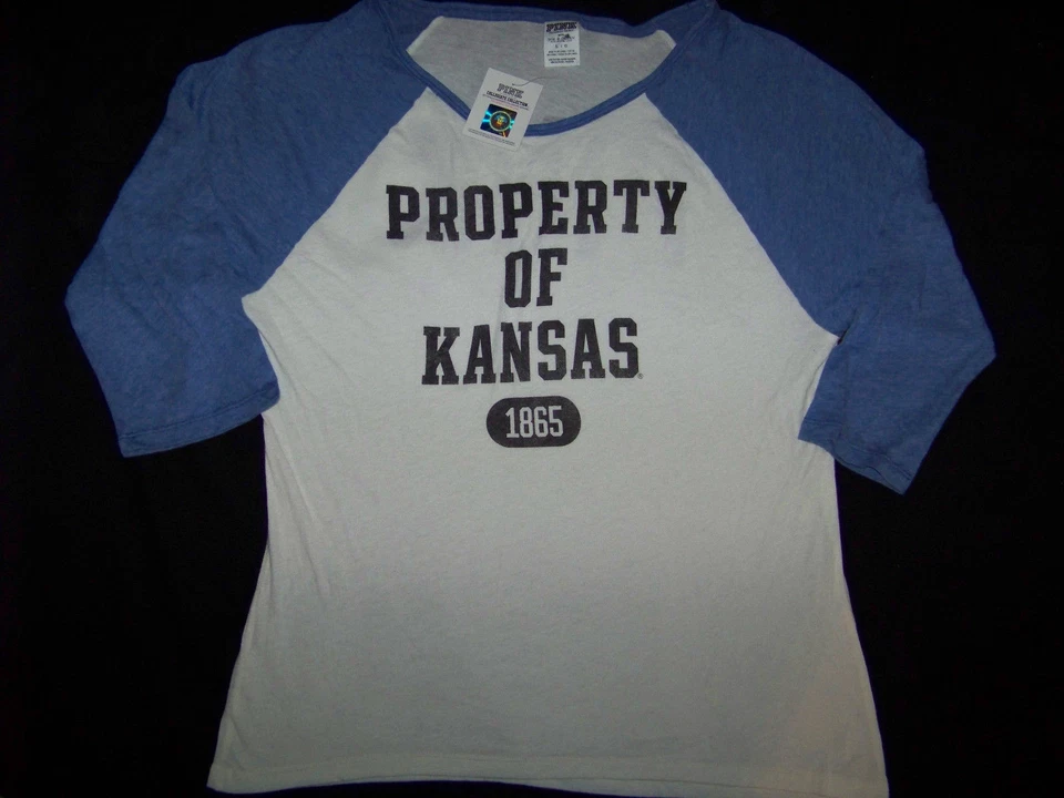 Camisa Victoria's Secret ROSA Kansas Jayhawks Manga 3/4 Nueva con Etiquetas Grande Foto 1 de 1