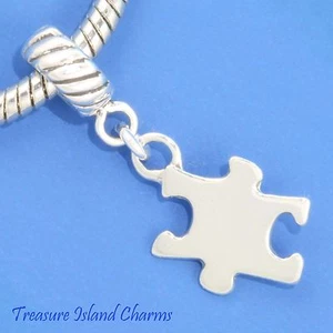 Jigsaw Puzzle Piece Autism 925 Solid Sterling Silver European Dangle Bead Charm - Picture 1 of 1