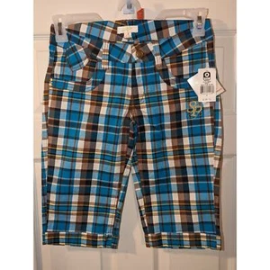 Southpole Capri Pants Women's Size 3 Mad For Plaid Blue Green - Picture 1 of 12